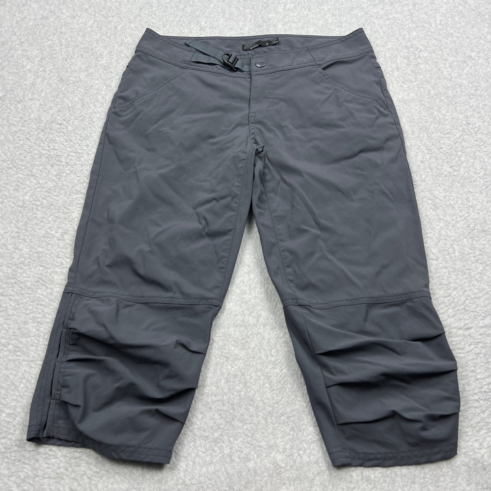 Prana Jasmine Knicker Womens 6 Gray Belted Hiking Outdoor Travel‎ Capri Pant